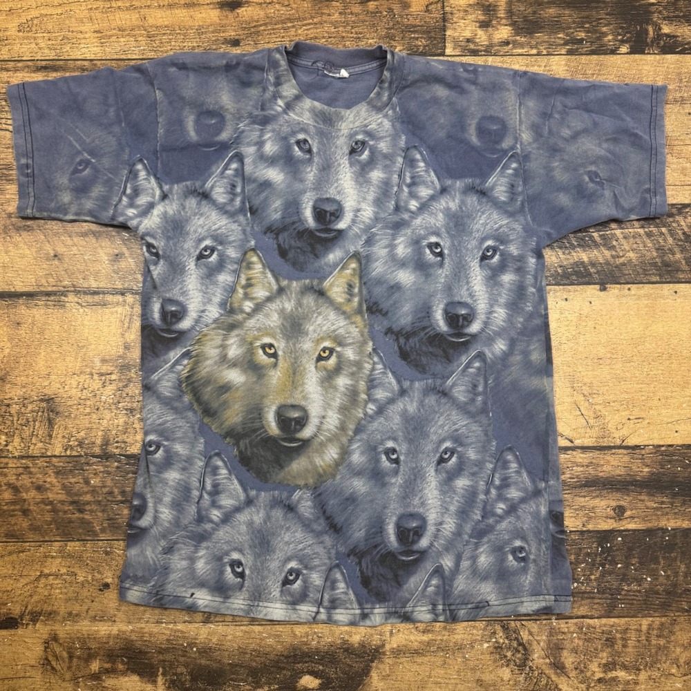 AOP The Mountain Wolf Pack All Over Print T Shirt Mens L grunge‎ lone wolf